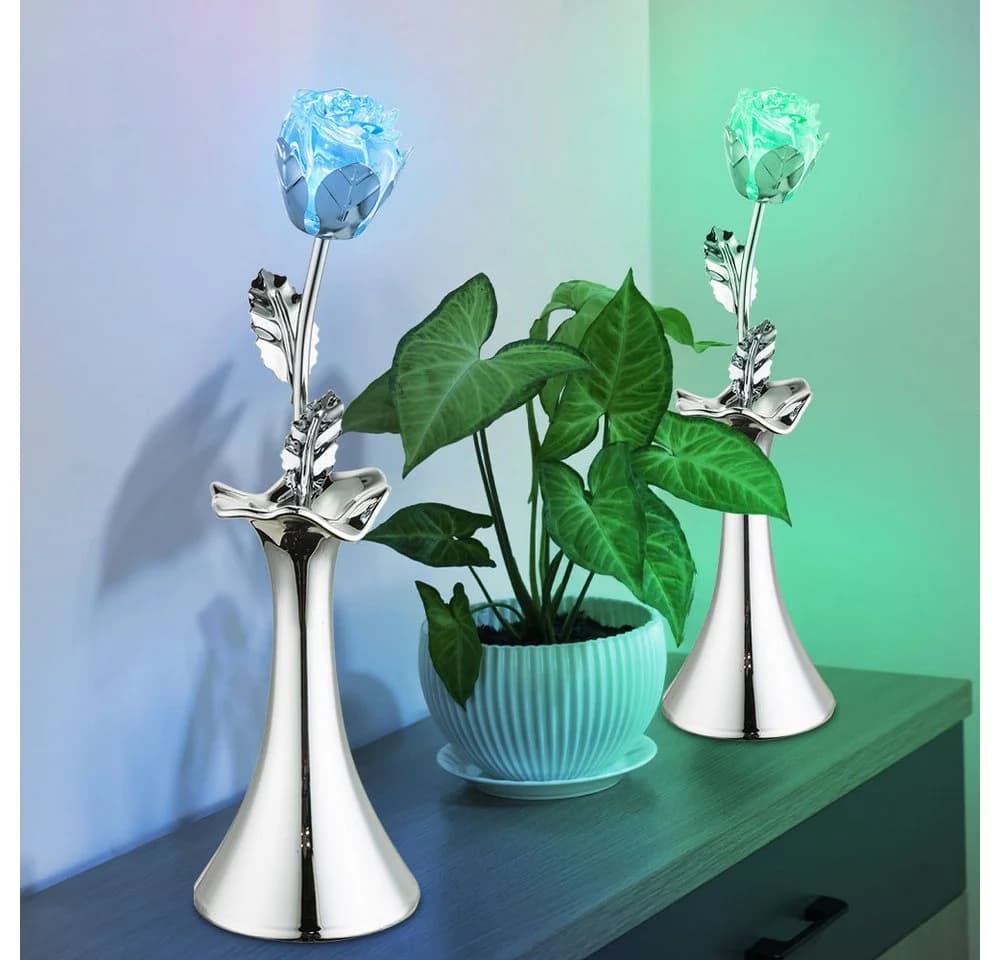 GLOBO LIGHTING LED Tischleuchte 2er Set Verchromt RGB Acryl Rose