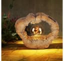 GLOBO LIGHTING LED Solarleuchte Braun Holzoptik Retro Bild 1