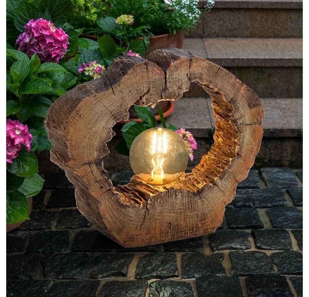 GLOBO LIGHTING LED Solarleuchte Braun Holzoptik Retro - Bild 3