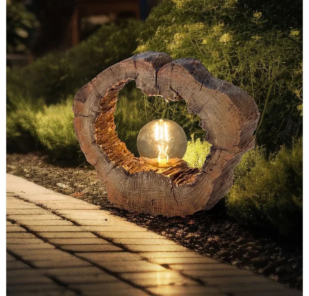 GLOBO LIGHTING LED Solarleuchte Braun Holzoptik Retro - Bild 5