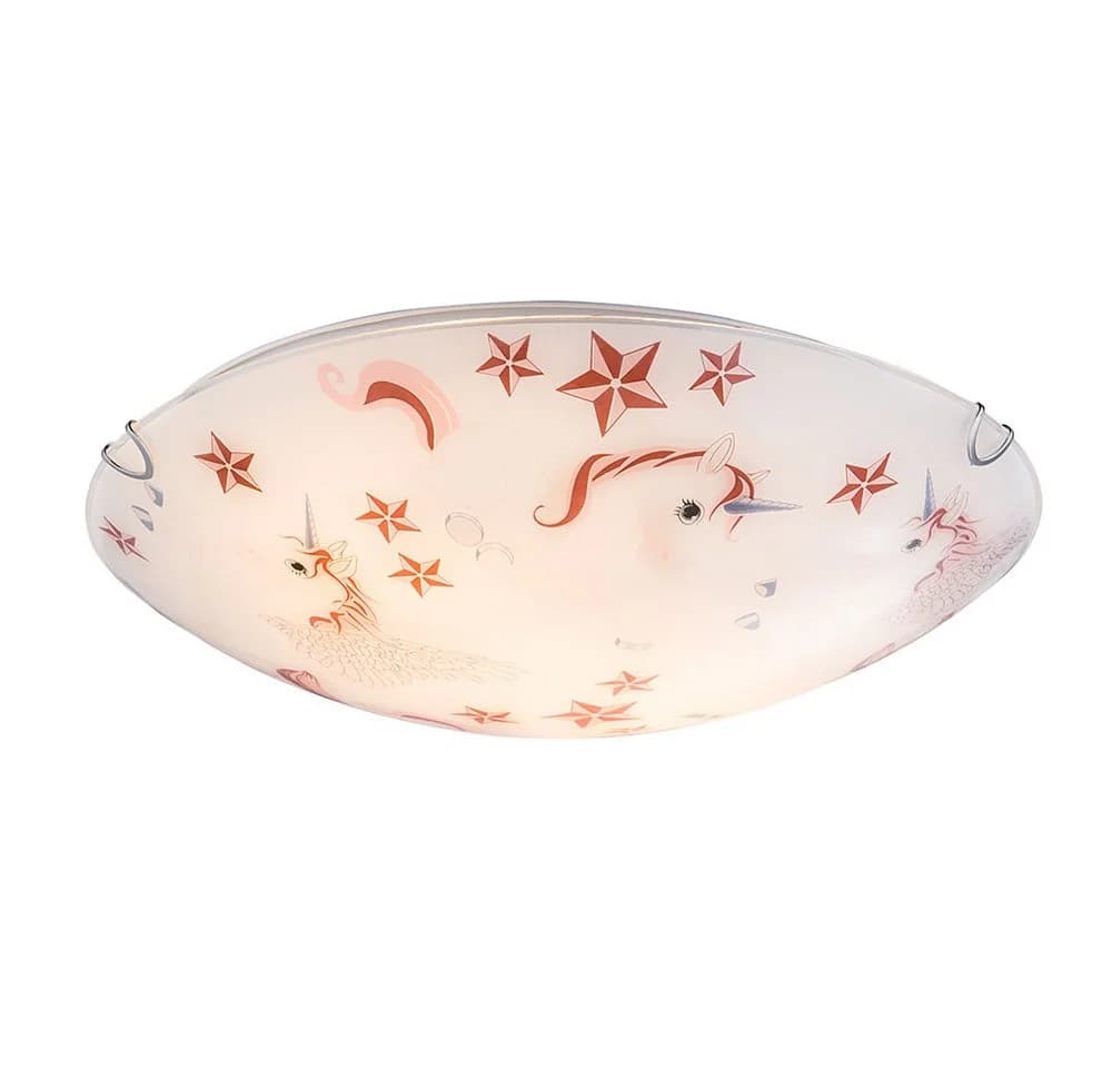GLOBO LIGHTING Deckenleuchte Einhorn Motiv Weiß/Rosa Glas