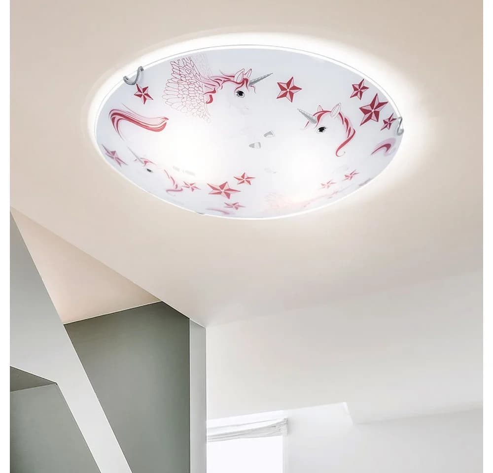 GLOBO LIGHTING Deckenleuchte Einhorn Motiv Weiß/Rosa Glas - Bild 2