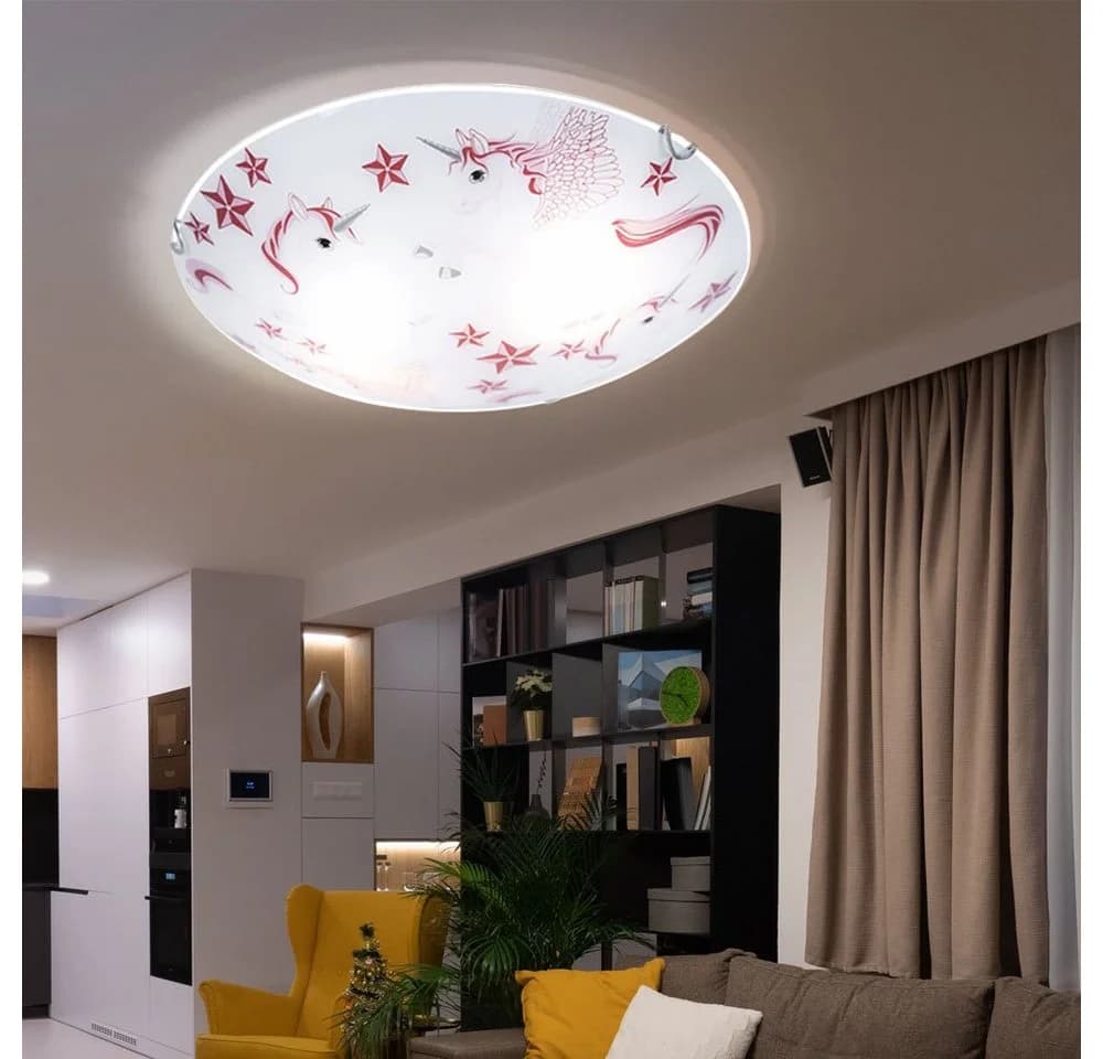 GLOBO LIGHTING Deckenleuchte Einhorn Motiv Weiß/Rosa Glas - Bild 3