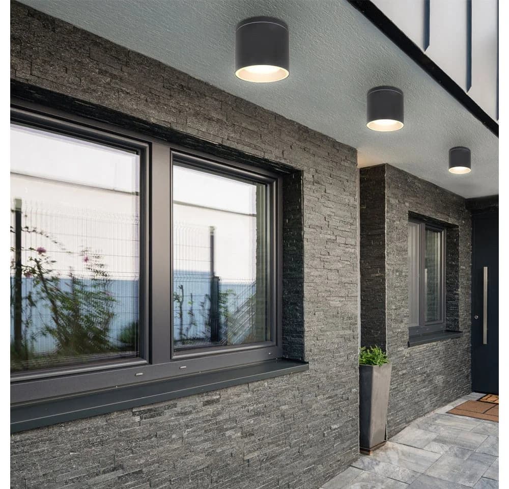 GLOBO LIGHTING Außen-Deckenleuchte Anthrazit Glas Aluminium