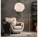 GLOBO LIGHTING Stehlampe Silber Weiß mit Federn Bild 3