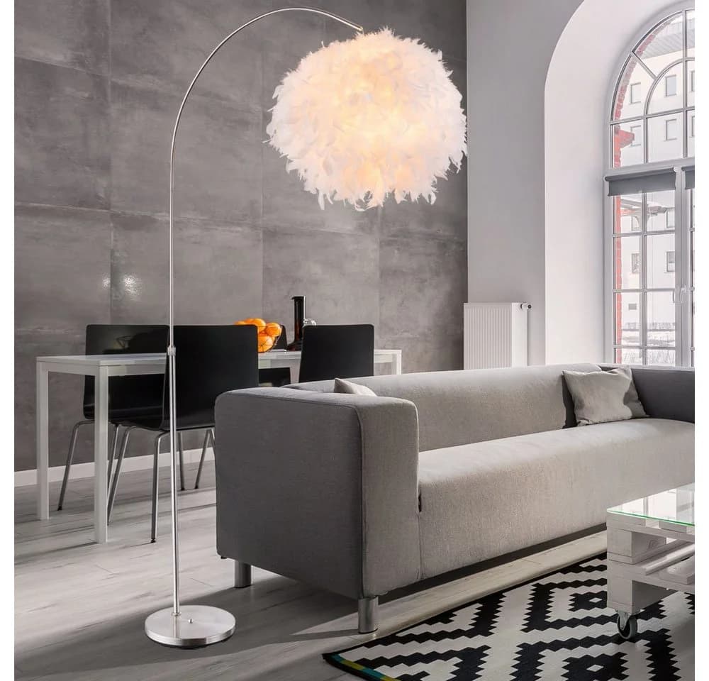 GLOBO LIGHTING Stehlampe Silber Weiß mit Federn - Bild 4
