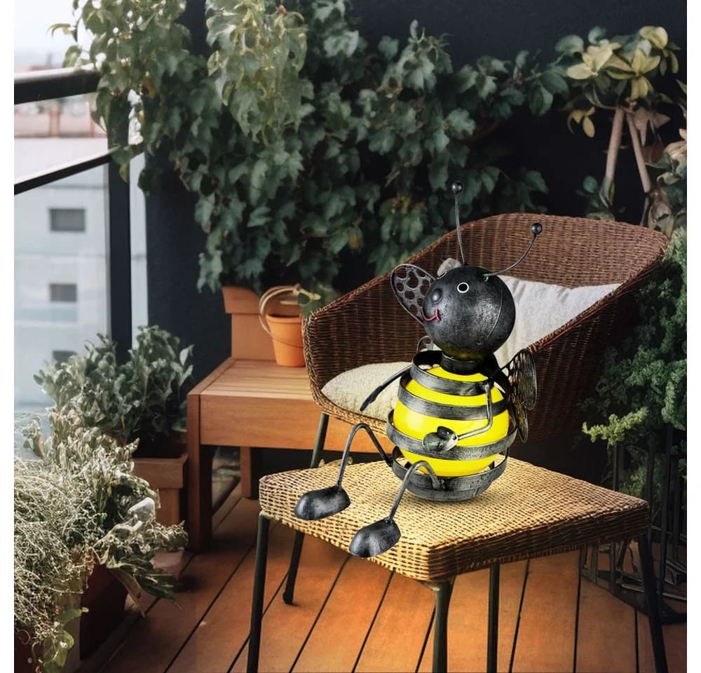 GLOBO LIGHTING Solar Gartenleuchte Bienenform Gelb/Schwarz Metall - Bild 4
