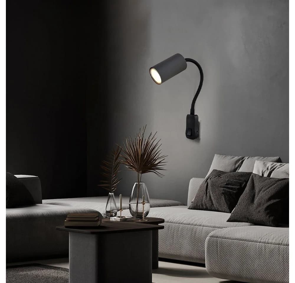 GLOBO LIGHTING Wandleuchte Steckerleuchte GU10 Schwarz/Graphit mit Schalter - Bild 3