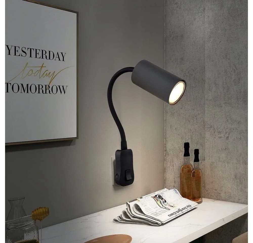 GLOBO LIGHTING Wandleuchte Steckerleuchte GU10 Schwarz/Graphit mit Schalter - Bild 4