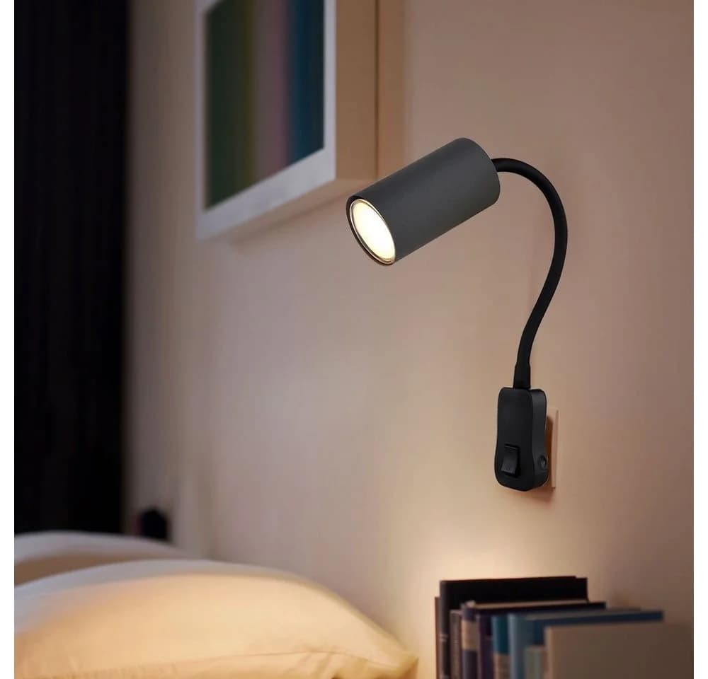 GLOBO LIGHTING Wandleuchte Steckerleuchte GU10 Schwarz/Graphit mit Schalter - Bild 5