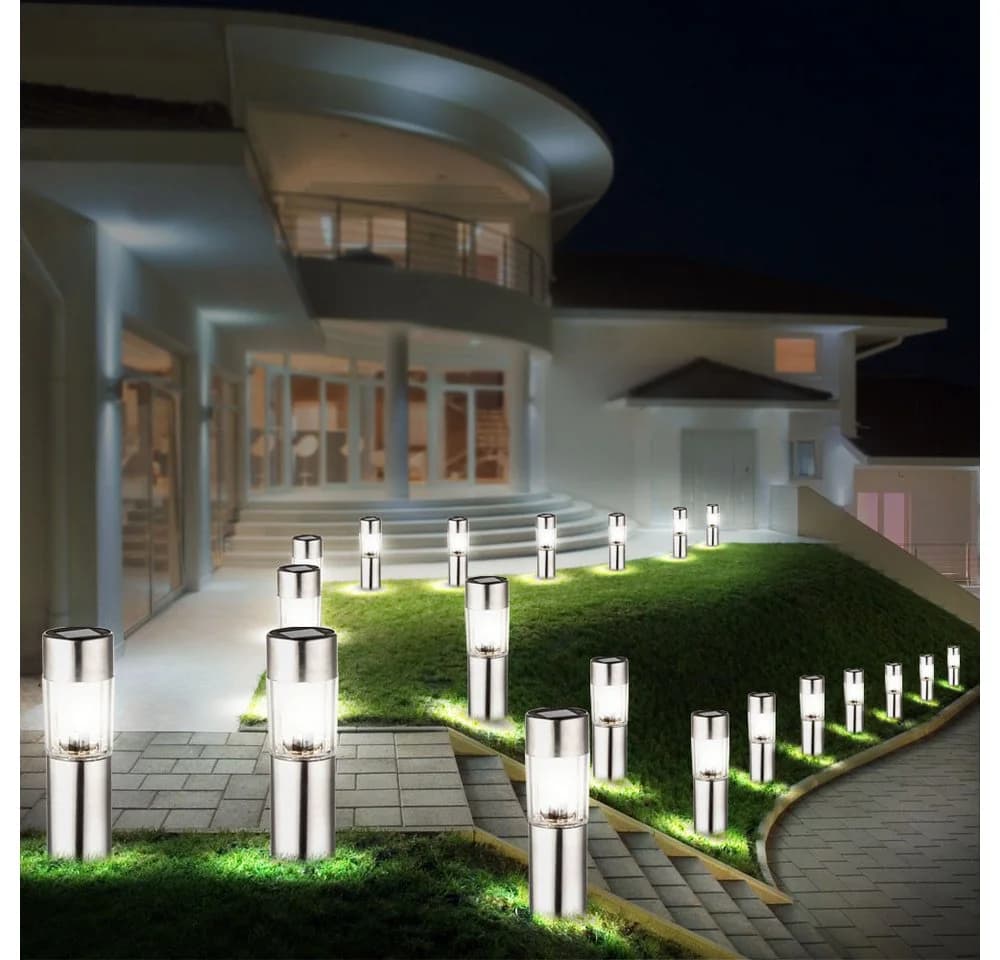 GLOBO LIGHTING Solar Gartenleuchte Edelstahl Warmweiß 20er Set