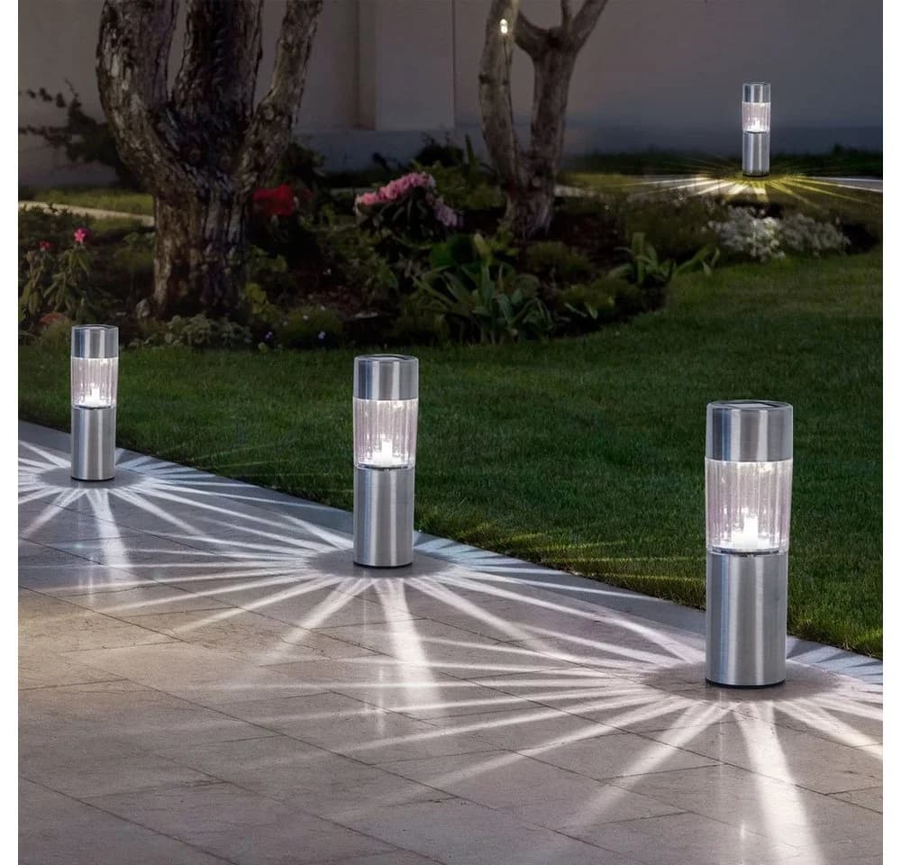 GLOBO LIGHTING LED Gartenleuchte 4er Set Silber Solar