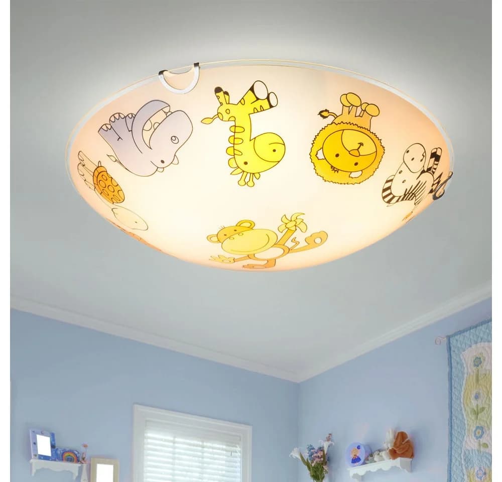 GLOBO LIGHTING Kinder-Deckenleuchte Glas Bunt Tiermotive