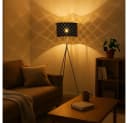 GLOBO LIGHTING LED Stehleuchte Schwarz/Gold Textil Nickel Matt Bild 2