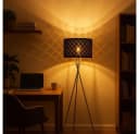 GLOBO LIGHTING LED Stehleuchte Schwarz/Gold Textil Nickel Matt Bild 3