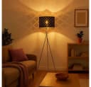 GLOBO LIGHTING LED Stehleuchte Schwarz/Gold Textil Nickel Matt Bild 4