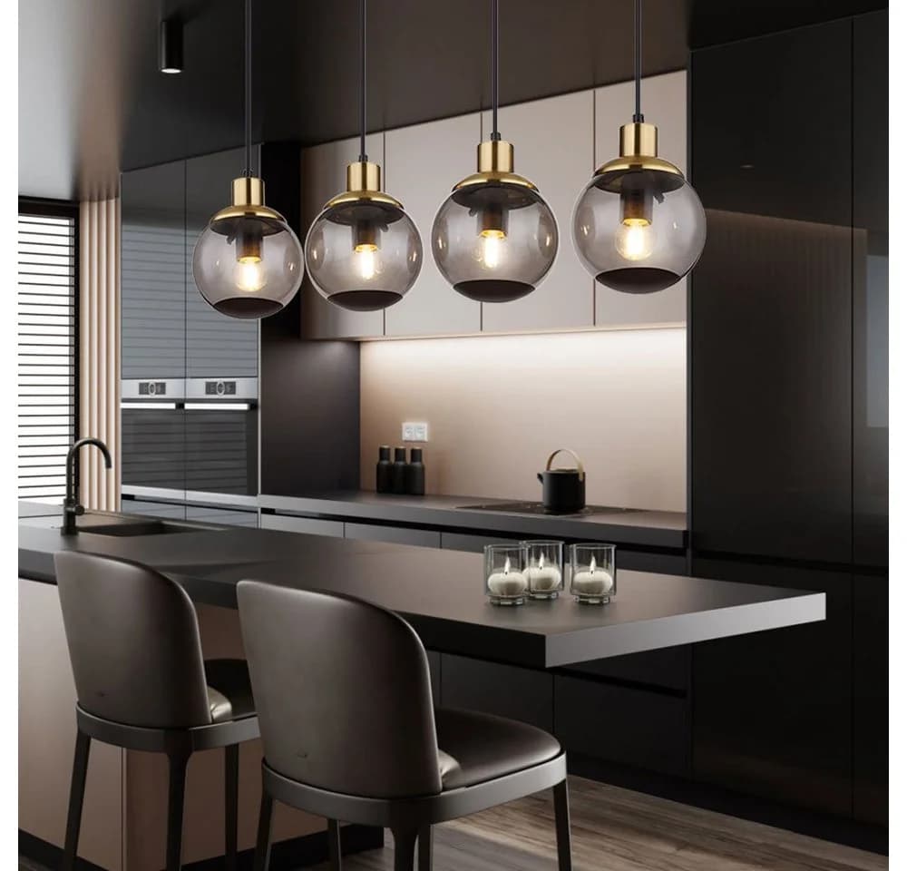 GLOBO LIGHTING Hängeleuchte Rauchglas Schwarz Modern - Bild 5