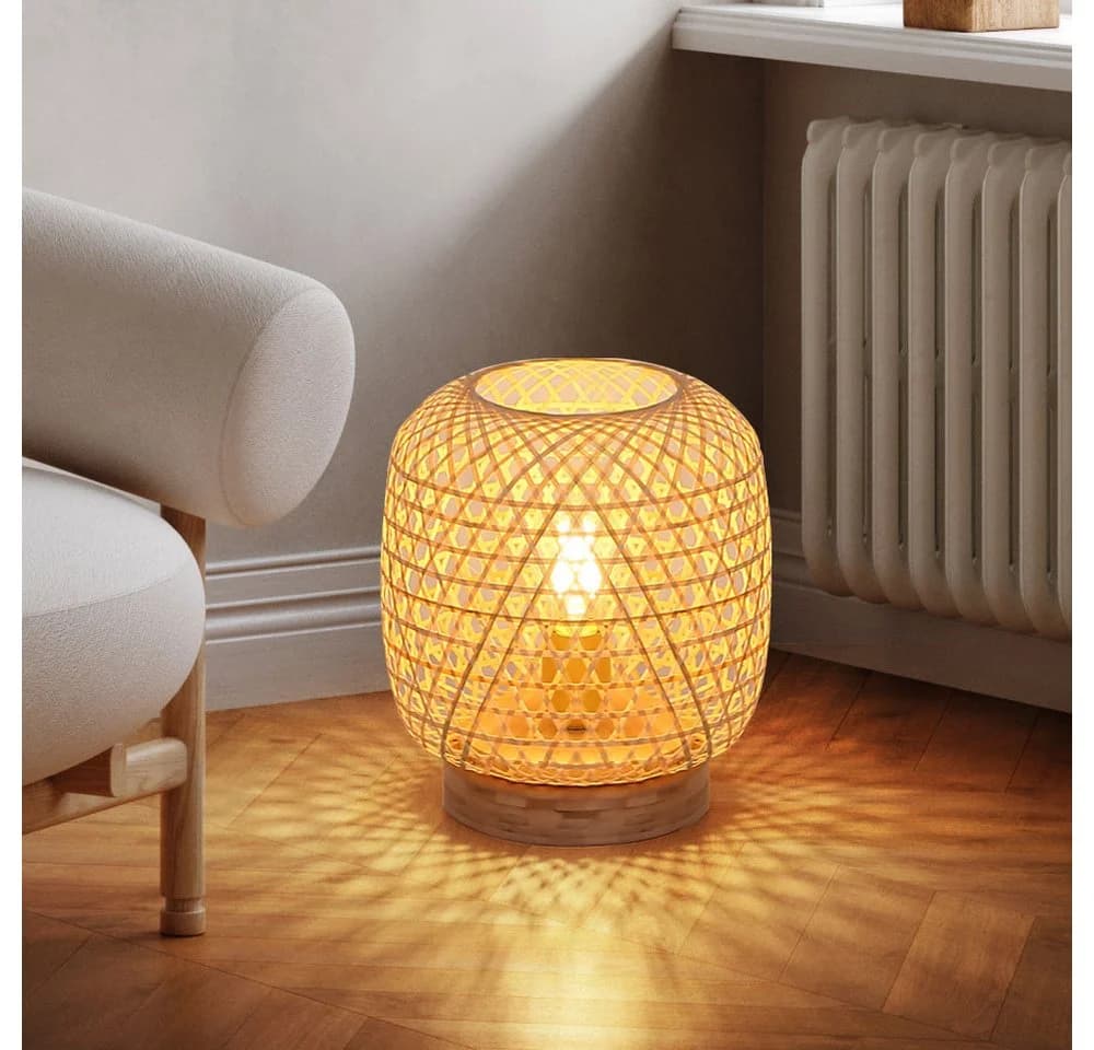 GLOBO LIGHTING Kugelleuchte Bambus E27 Tischleuchte Braun