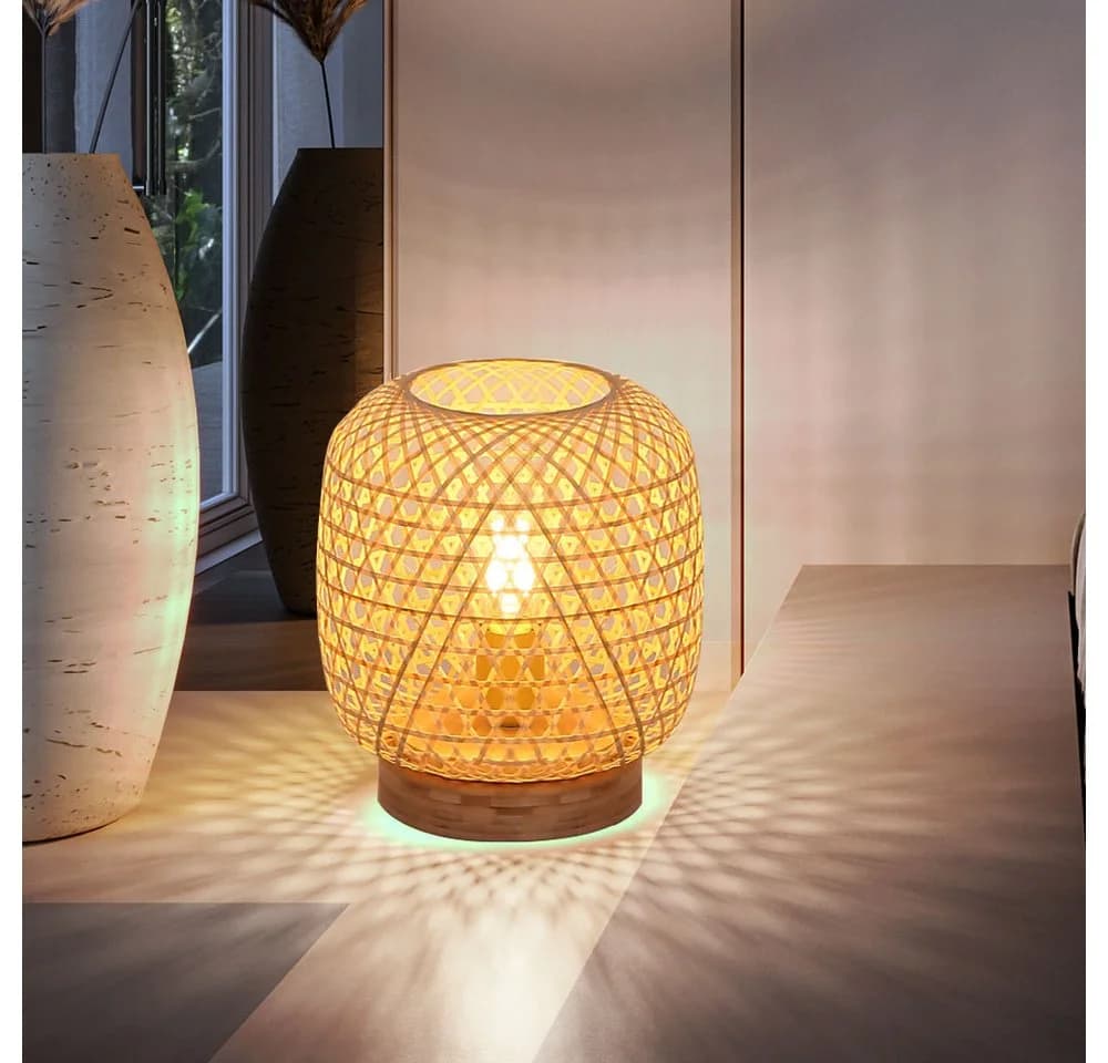 GLOBO LIGHTING Kugelleuchte Bambus E27 Tischleuchte Braun - Bild 4