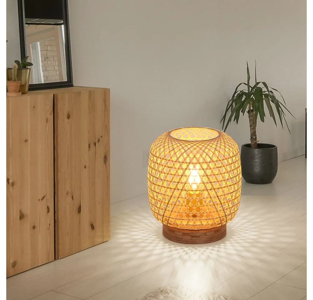 GLOBO LIGHTING Kugelleuchte Bambus E27 Tischleuchte Braun - Bild 5