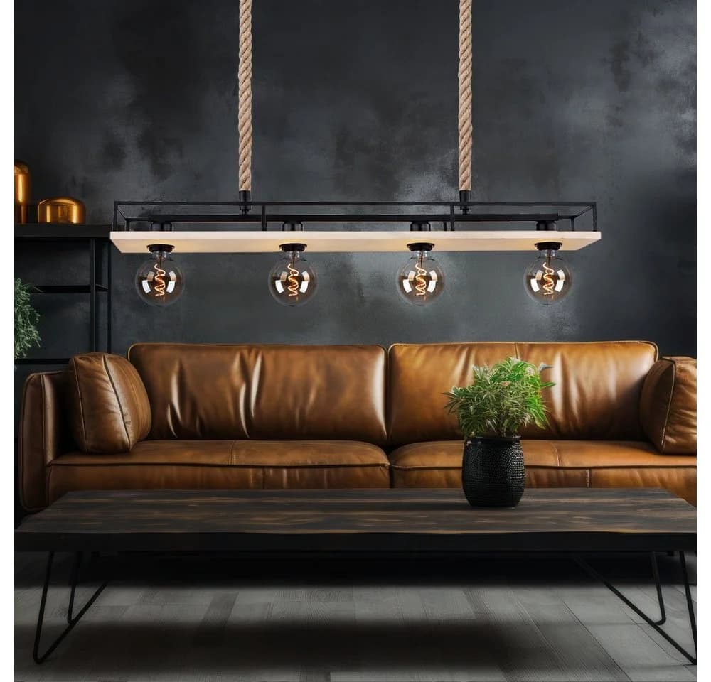 GLOBO LIGHTING Hängeleuchte Holzleuchte Deckenleuchte Wohnzimmer - Bild 3