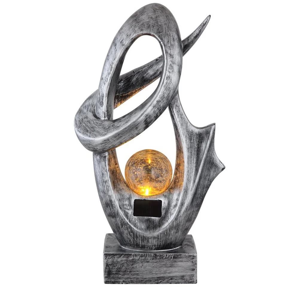 GLOBO LIGHTING Solarleuchte Silber LED Warmweiß Crackle Optik
