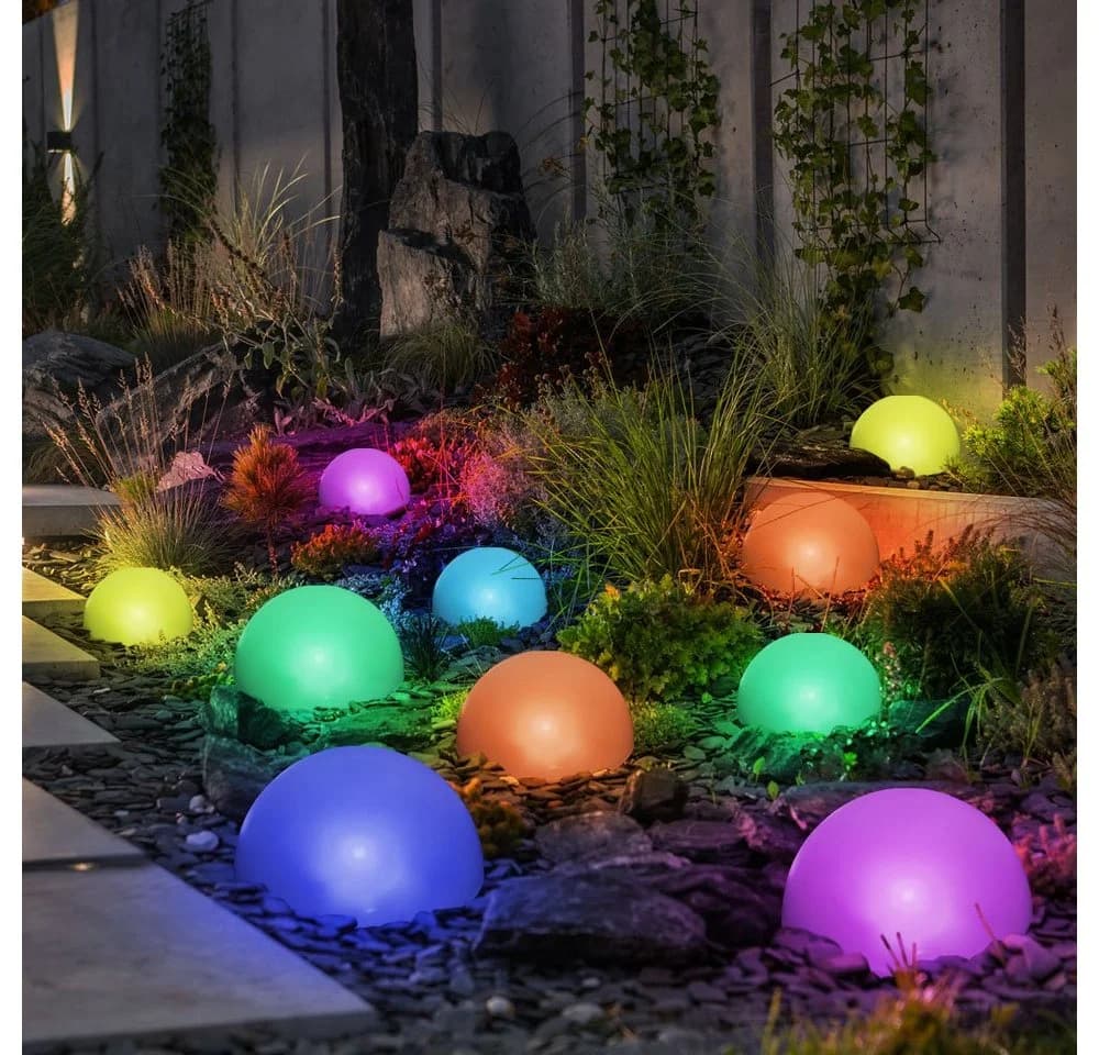 GLOBO LIGHTING 5x RGB LED Solarleuchte Halbkugel Garten Schwarz/Weiß - Bild 3