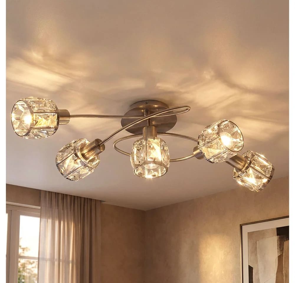 GLOBO LIGHTING Deckenlampe 5x E14 Glaskristall Chrom Silber - Bild 2