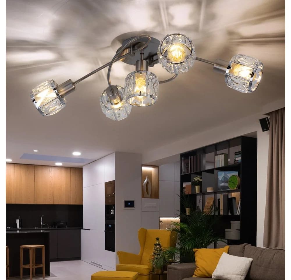 GLOBO LIGHTING Deckenlampe 5x E14 Glaskristall Chrom Silber - Bild 3