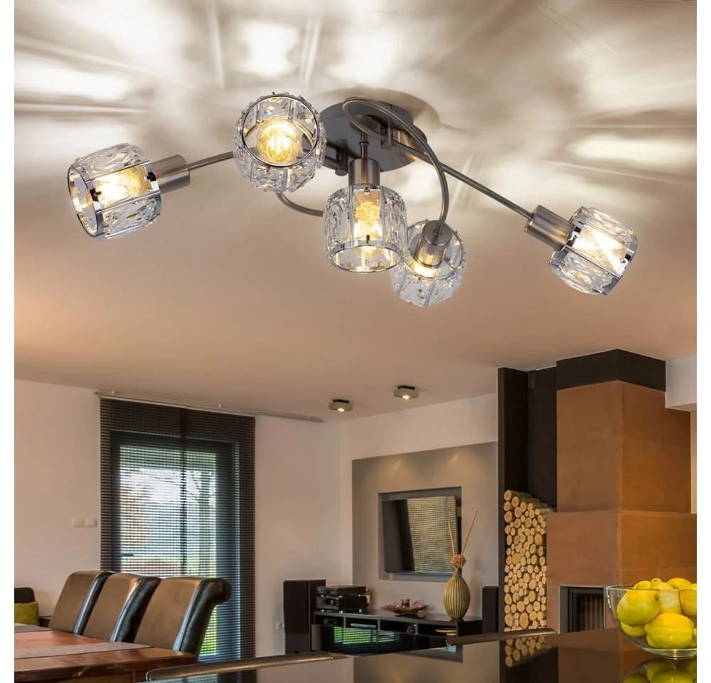 GLOBO LIGHTING Deckenlampe 5x E14 Glaskristall Chrom Silber - Bild 4