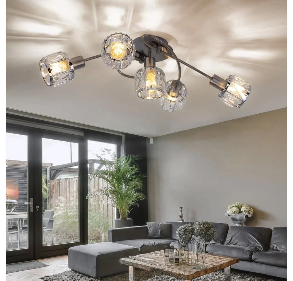 GLOBO LIGHTING Deckenlampe 5x E14 Glaskristall Chrom Silber - Bild 5