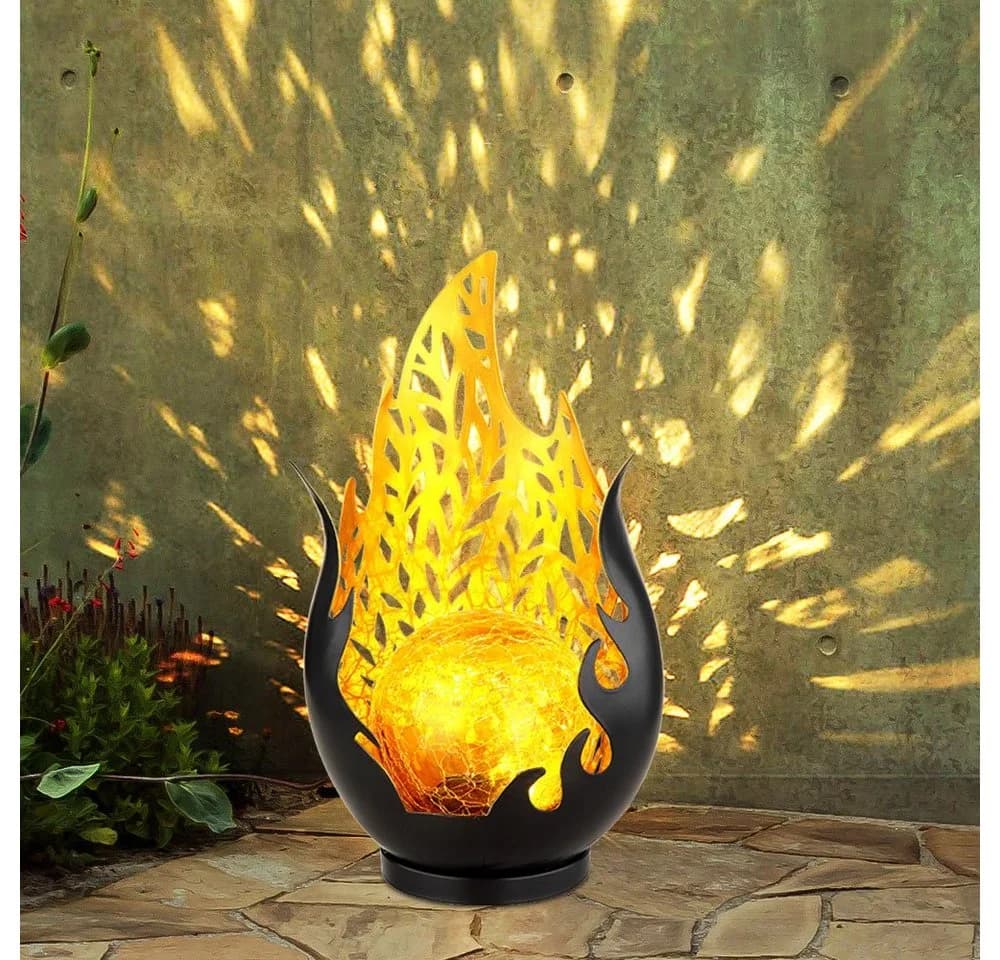 GLOBO LIGHTING LED Solarleuchte Schwarz/Gold Warmweiß IP44