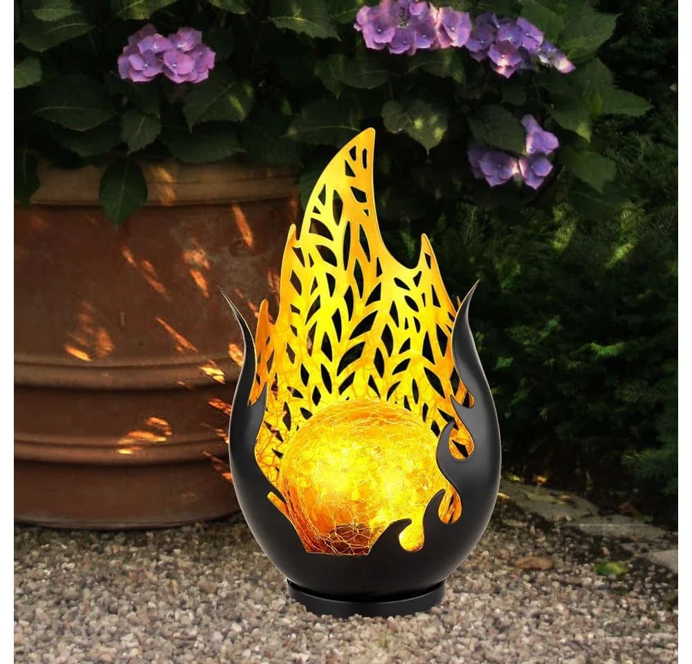 GLOBO LIGHTING LED Solarleuchte Schwarz/Gold Warmweiß IP44 - Bild 4