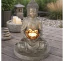 GLOBO LIGHTING Solarleuchte Buddha & Lotusblüte Grau LED Bild 5