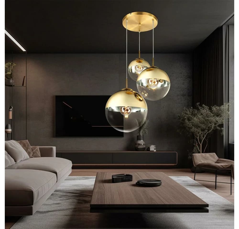 GLOBO LIGHTING LED Pendelleuchte 3-flammig Glas Gold - Bild 2