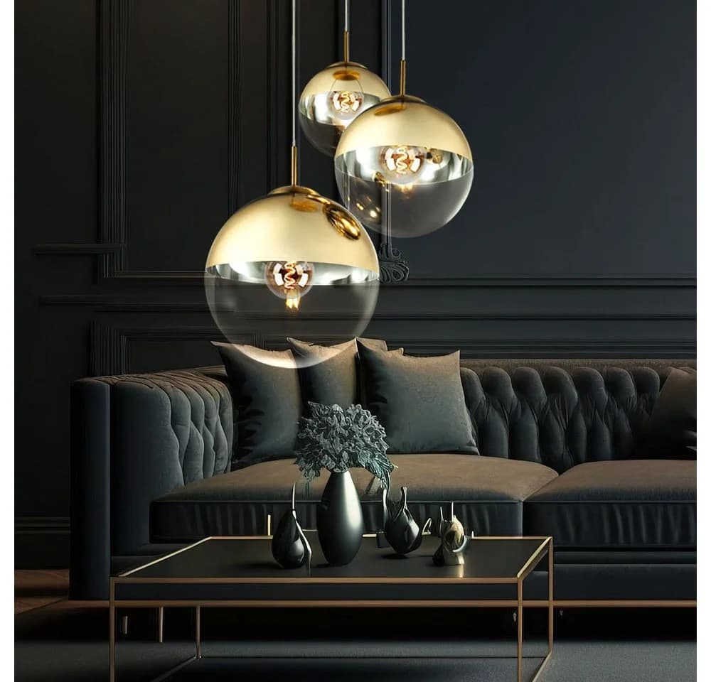 GLOBO LIGHTING LED Pendelleuchte 3-flammig Glas Gold - Bild 3