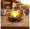 GLOBO LIGHTING Solar Gartenleuchte Lotus Blume Grün/Gold LED Bild 2