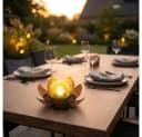 GLOBO LIGHTING Solar Gartenleuchte Lotus Blume Grün/Gold LED Bild 3