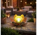 GLOBO LIGHTING Solar Gartenleuchte Lotus Blume Grün/Gold LED Bild 4