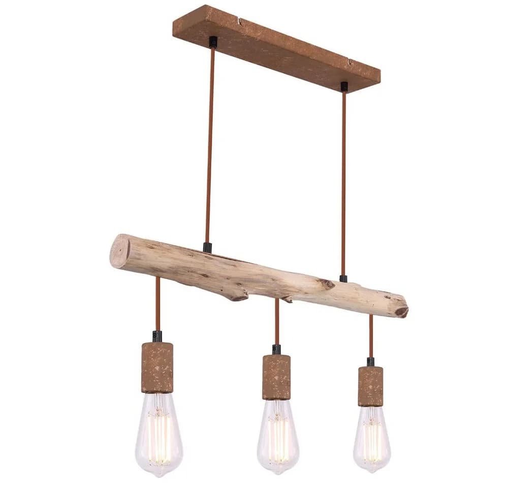 GLOBO LIGHTING LED Pendelleuchte 3-flammig Holz Metall Warmweiß