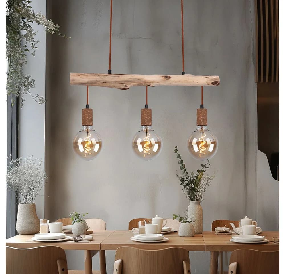 GLOBO LIGHTING LED Pendelleuchte 3-flammig Holz Metall Warmweiß - Bild 2
