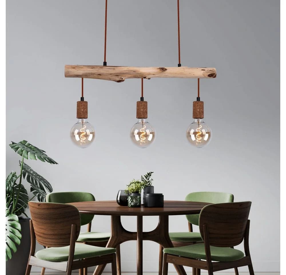 GLOBO LIGHTING LED Pendelleuchte 3-flammig Holz Metall Warmweiß - Bild 3
