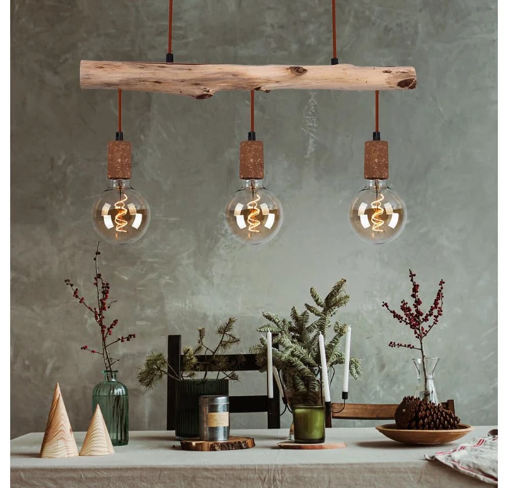 GLOBO LIGHTING LED Pendelleuchte 3-flammig Holz Metall Warmweiß - Bild 4