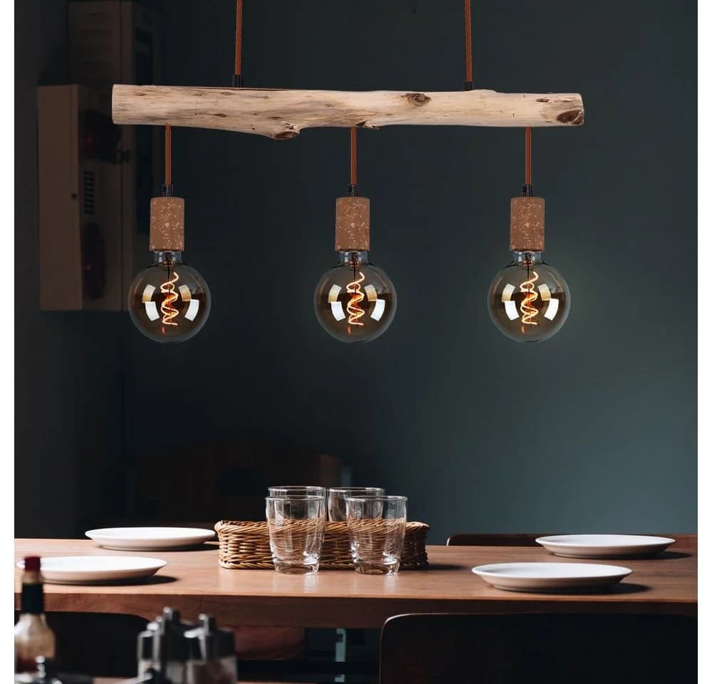 GLOBO LIGHTING LED Pendelleuchte 3-flammig Holz Metall Warmweiß - Bild 5