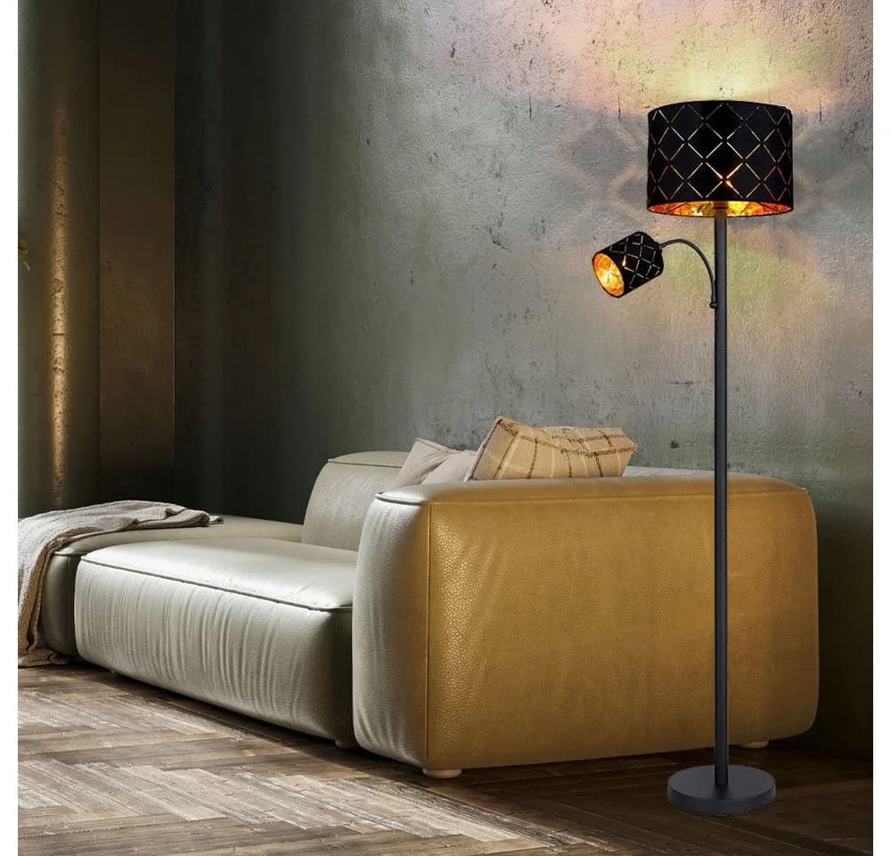 GLOBO LIGHTING Stehlampe Schwarz Samt mit Leselampe und Flexo-Arm - Bild 3