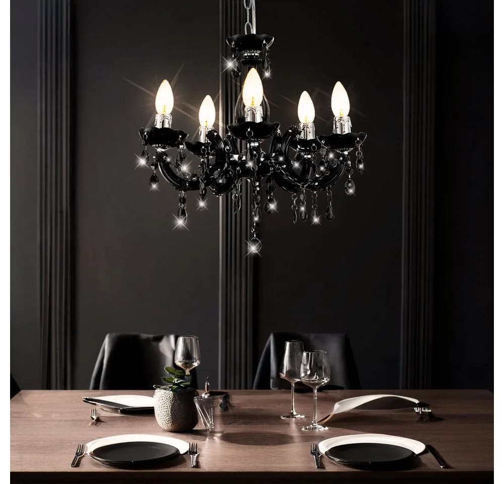 GLOBO LIGHTING Kronleuchter 5 Flammig Schwarz Hängeleuchte Esszimmer - Bild 3