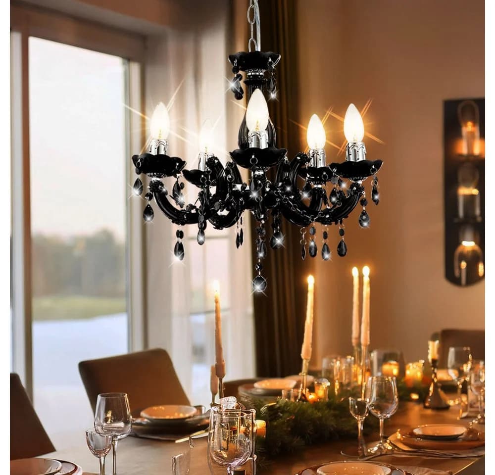 GLOBO LIGHTING Kronleuchter 5 Flammig Schwarz Hängeleuchte Esszimmer - Bild 4