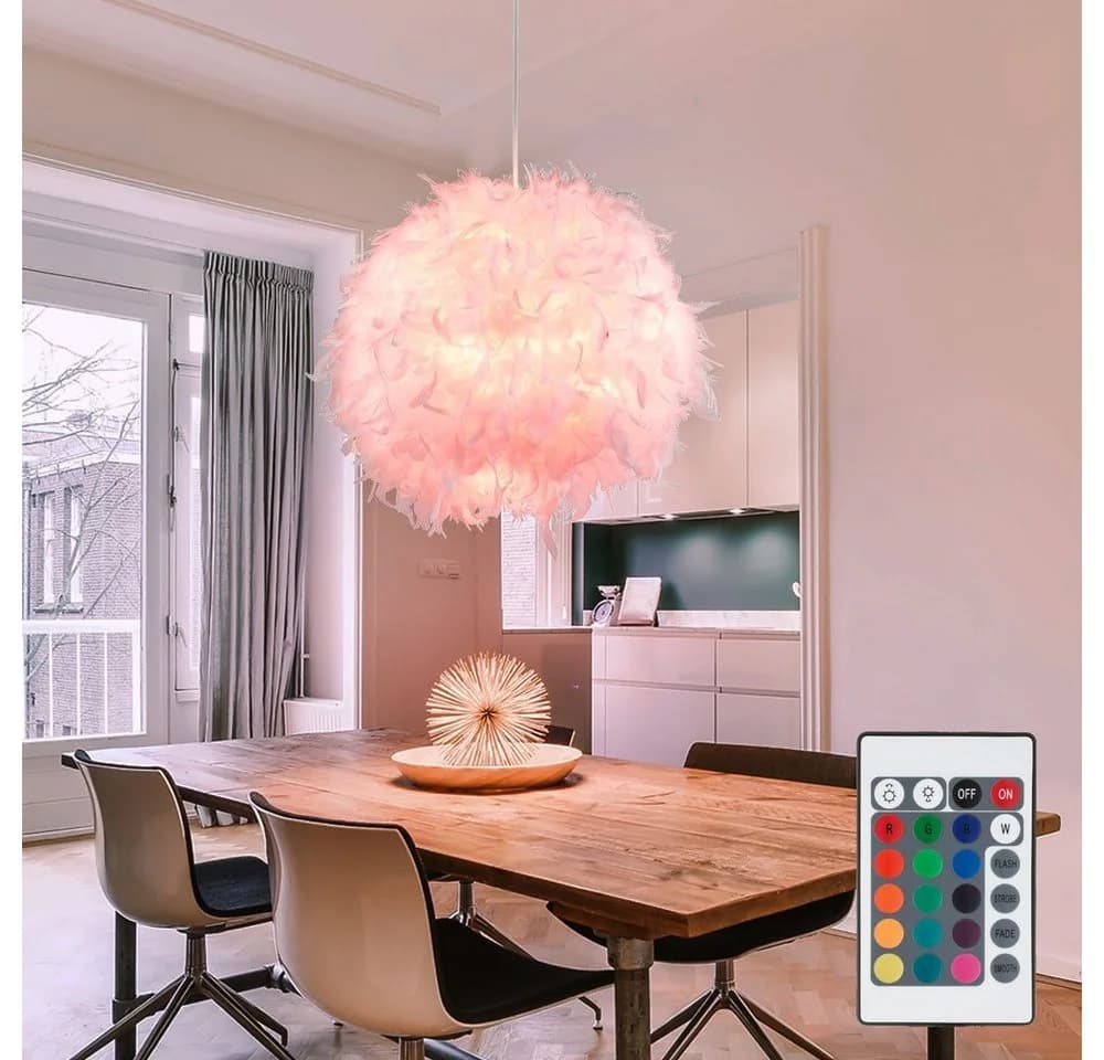 GLOBO LIGHTING Hängeleuchte Weiß mit Entenfedern und RGB LED - Bild 2