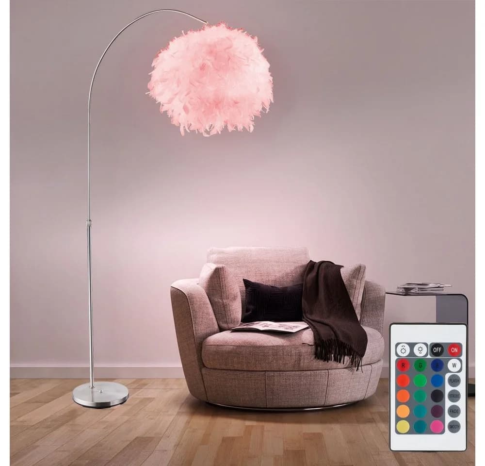 GLOBO LIGHTING LED Stehlampe Weiß Silber Höhenverstellbar mit RGB Fernbedienung