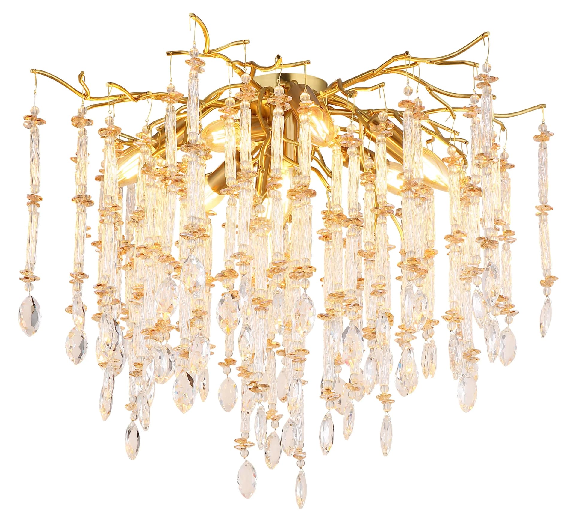 GLOBO LIGHTING Deckenleuchte Goldfarben Glaskristalle